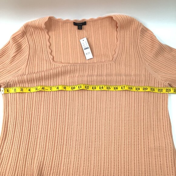 J.Crew Cropped Sweater 2X Peach Scalloped Neckline Long Sleeve 100% Merino Wool - Picture 4 of 7